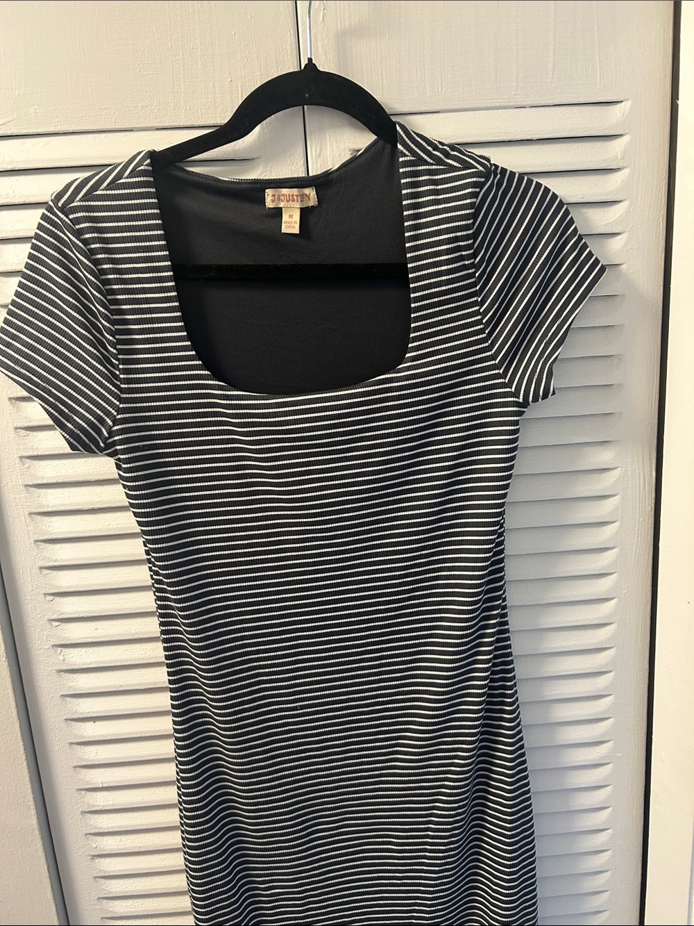 Striped Black and White Scoop Neck Women's Dress